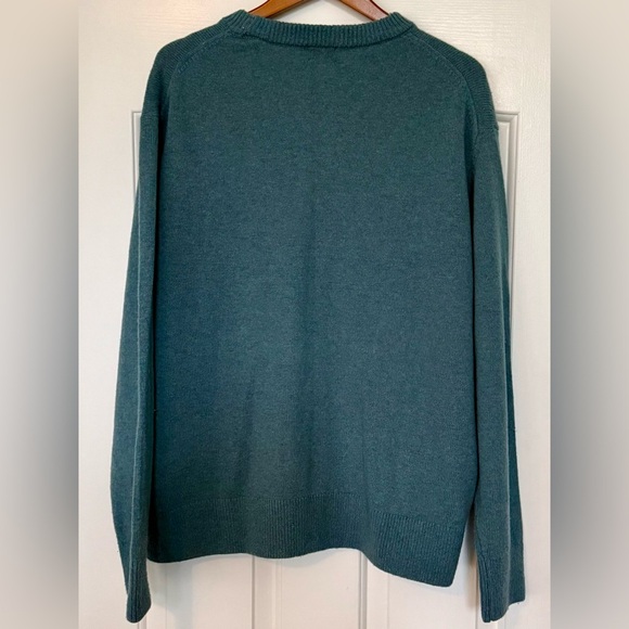H&M 100% Wool Crewneck Sweater XXL Blue Green Regular Fit - Picture 5 of 9